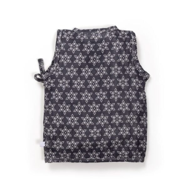 Unisex Baby Star Printed 100% Organic Cotton Jhabla and Shorts Set - Navy - Image 3