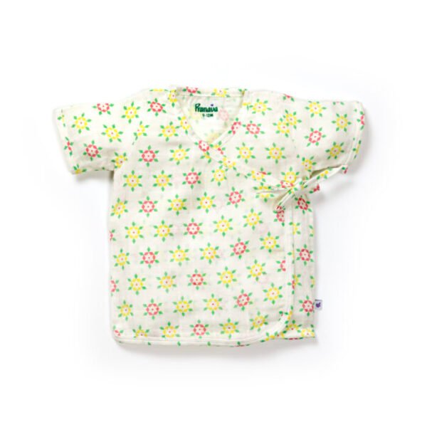 Unisex Baby Geometric Printed 100% Organic Cotton Jhabla and Langot Set - White - Image 2