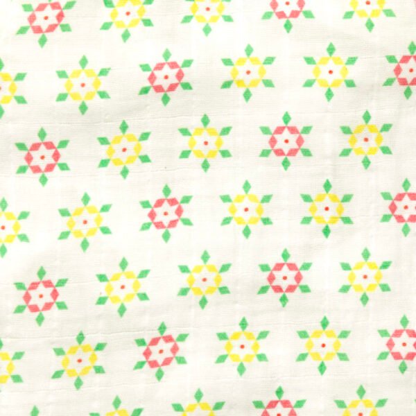 Unisex Baby Geometric Printed 100% Organic Cotton Jhabla and Langot Set - White - Image 4