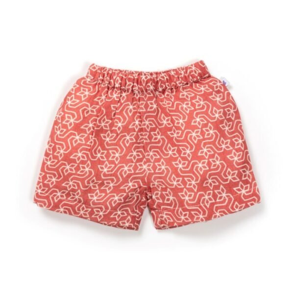 Baby Girls Geometric Printed 100% Organic Cotton Jhabla and Shorts Set - Maroon - Image 5