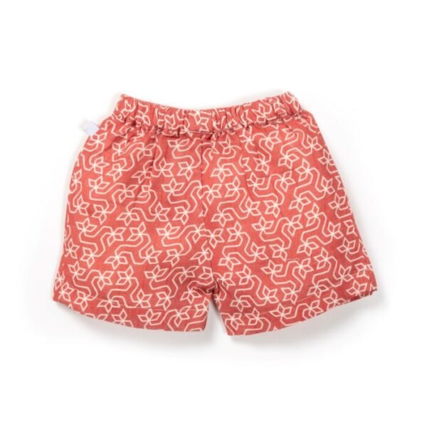 Baby Girls Geometric Printed 100% Organic Cotton Jhabla and Shorts Set - Maroon - Image 6