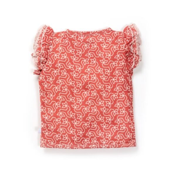 Baby Girls Geometric Printed 100% Organic Cotton Jhabla and Shorts Set - Maroon - Image 3