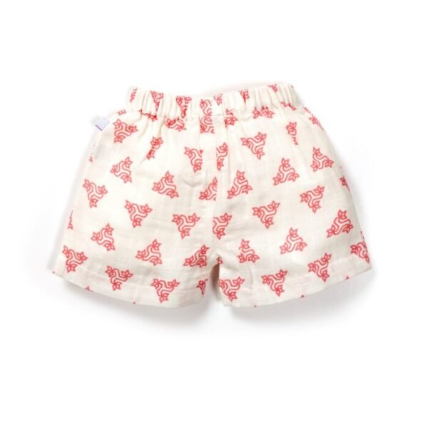 Unisex Baby Triangle Printed 100% Organic Cotton Jhabla and Shorts Set - White - Image 6