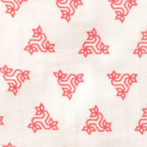 Unisex Baby Triangle Printed 100% Organic Cotton Jhabla and Shorts Set - White - Image 4