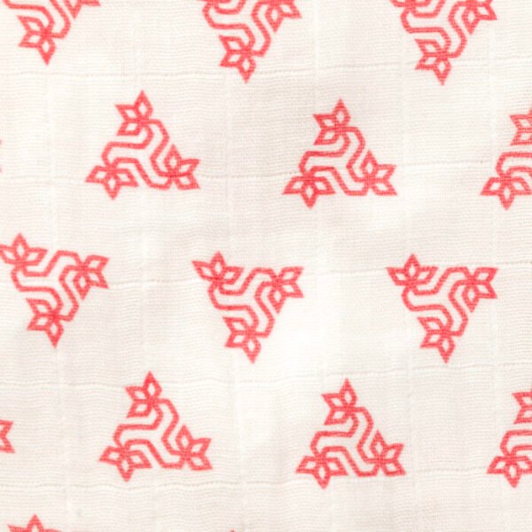 Unisex Baby Triangle Printed 100% Organic Cotton Jhabla and Langot Set - White - Image 4