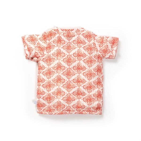 Unisex Baby Kolam Printed 100% Organic Cotton Jhabla and Shorts Set - White - Image 3