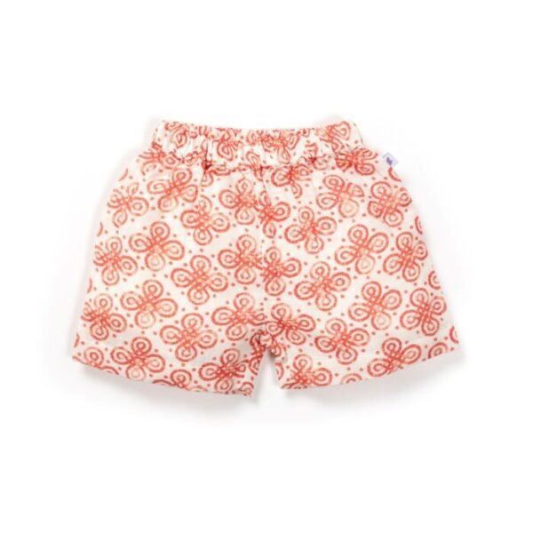 Unisex Baby Kolam Printed 100% Organic Cotton Jhabla and Shorts Set - White - Image 5