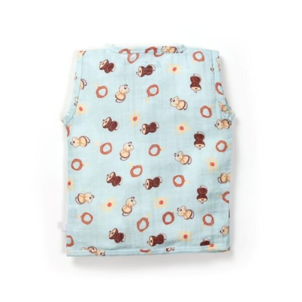 Unisex Baby Damru Printed 100% Organic Cotton Jhabla and Shorts Set - Sky Blue - Image 3