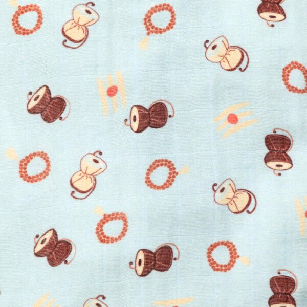 Unisex Baby Damru Printed 100% Organic Cotton Jhabla and Langot Set - Sky Blue and White - Image 4