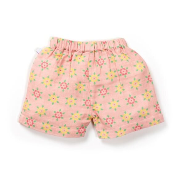 Baby Girls Geometric Printed 100% Organic Cotton Jhabla and Shorts Set - Pink - Image 6