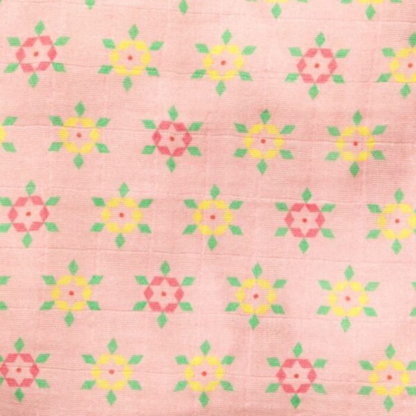 Baby Girls Geometric Printed 100% Organic Cotton Jhabla and Shorts Set - Pink - Image 4