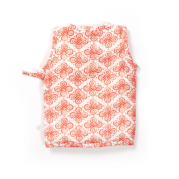 Unisex Baby Batik Printed 100% Organic Cotton Jhabla Langot and Cap Set - White - Image 3