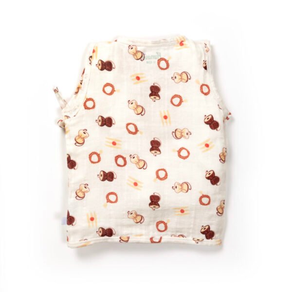 Unisex Baby Damru Printed 100% Organic Cotton Jhabla and Langot Set - White - Image 3