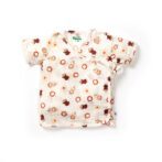 Unisex Baby Damru Printed 100% Organic Cotton Jhabla and Shorts Set - White - Image 3