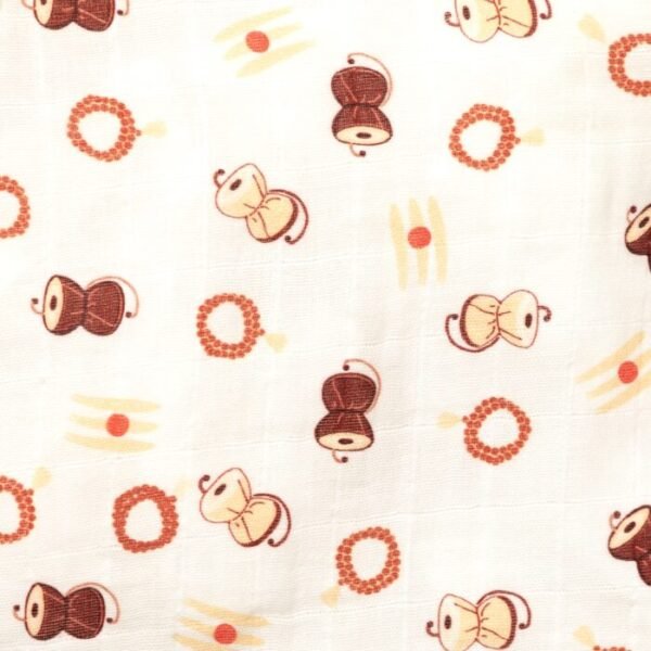 Unisex Baby Damru Printed 100% Organic Cotton Jhabla and Shorts Set - White - Image 6