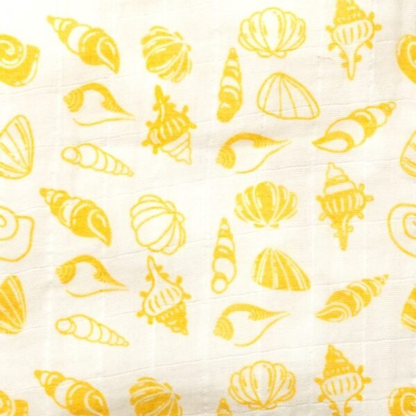 Unisex Baby Seashell Printed 100% Organic Cotton Jhabla and Shorts Set - White - Image 4