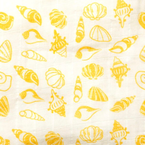 Unisex Baby Seashell Printed 100% Organic Cotton Jhabla, Langot and Cap Set - White - Image 4
