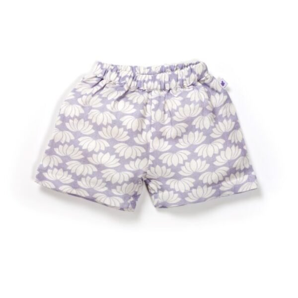 Unisex Baby Lotus Printed 100% Organic Cotton Jhabla and Shorts Set - Purple - Image 5