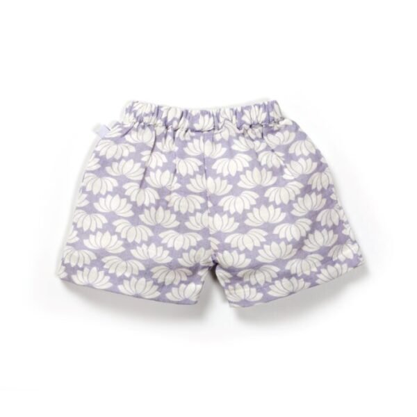 Unisex Baby Lotus Printed 100% Organic Cotton Jhabla and Shorts Set - Purple - Image 6