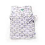 Unisex Baby Lotus Printed 100% Organic Cotton Jhabla and Shorts Set - Purple - Image 2