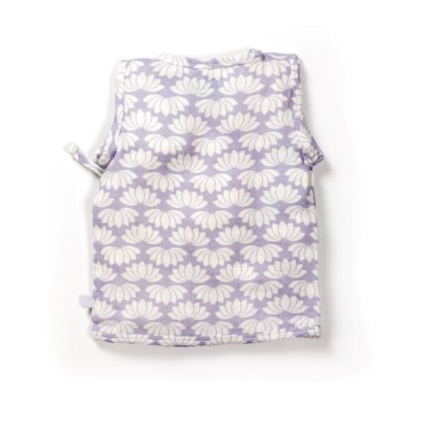 Unisex Baby Lotus Printed 100% Organic Cotton Jhabla and Shorts Set - Purple - Image 3