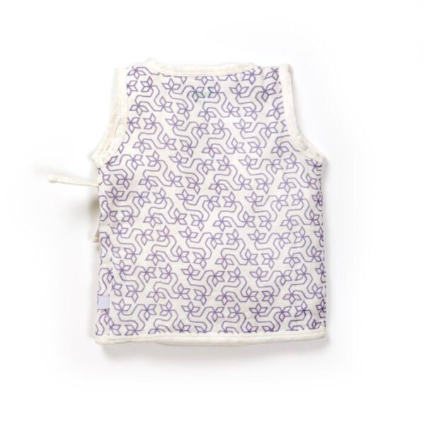 Unisex Baby Geometric Printed 100% Organic Cotton Jhabla and Langot Set - White - Image 3