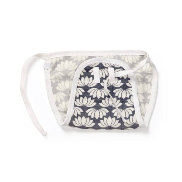 Unisex Baby Lotus Printed 100% Organic Cotton Jhabla and Langot Set - Navy - Image 6