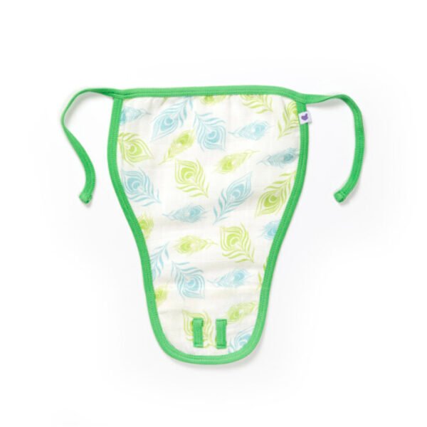 Unisex Baby Peacock Feather Printed 100% Organic Cotton Jhabla and Langot Set - White - Image 5