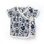 Unisex Baby Sea life Printed 100% Organic Cotton Jhabla and Nappy Set - Blue and White - Image 2