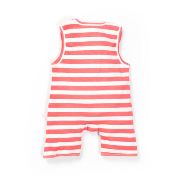 Baby Girls 100% Organic Cotton Sleeveless Sleepsuit - Dark Pink and White - Image 3