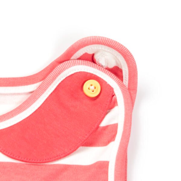 Baby Girls 100% Organic Cotton Sleeveless Sleepsuit - Dark Pink and White - Image 6