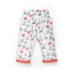 Baby Girls Printed 100% Organic Cotton Sleepsuit with 3/4 pant - White - Image 4