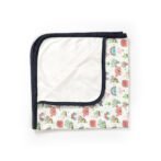 Unisex 100% Organic Cotton Sea Life Printed Interlock Blanket for Newborn Baby- White - Image 3