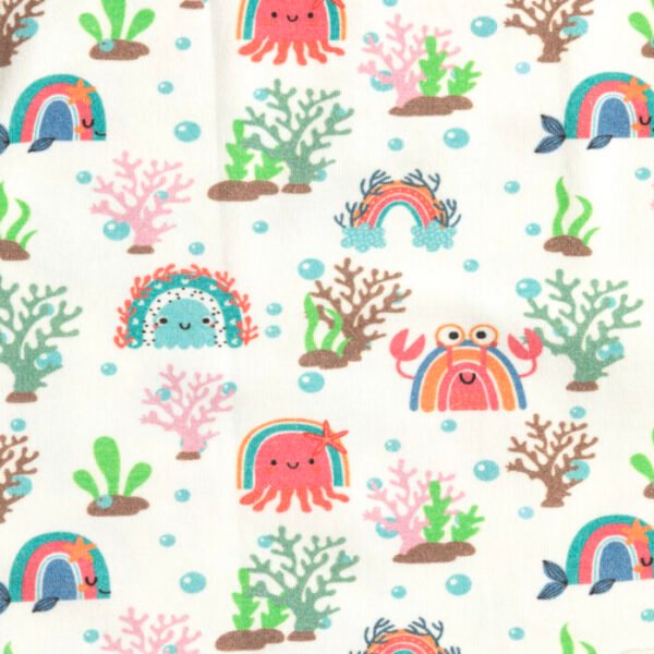 Kids and Newborn Babies 100% Organic Cotton Sea Life Printed Burp Cloths - Blue and White - Pack of 3 - Image 7