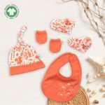 Unisex 100% Organic Cotton Sea Life Printed Gift set for Newborn Baby - Pack of 4 - Orange