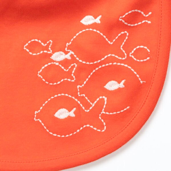 Unisex 100% Organic Cotton Sea Life Printed Gift set for Newborn Baby - Pack of 4 - Orange - Image 3