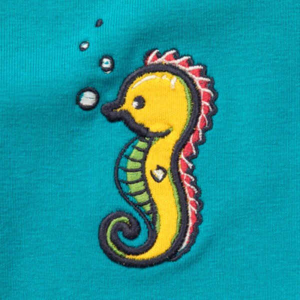 Unisex 100% Organic Cotton Seahorse Printed Gift set for Newborn Baby - Pack of 4 - Aqua Blue - Image 3