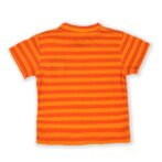 Unisex Baby Wear 100% Organic Cotton Half Sleeve Stripe T-shirt with cute Frog Embroidered - Orange - Image 3
