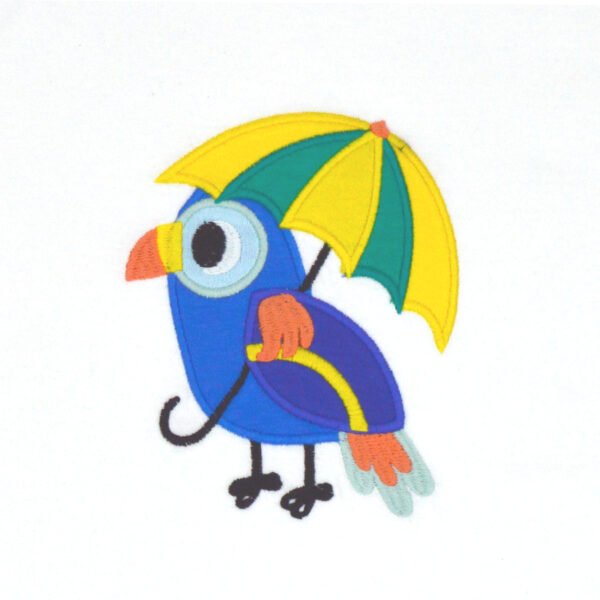 Trendy Unisex Kids Wear 100% Organic Cotton Half Sleeve T-shirt with Colorful Parrot Embroidered - White - Image 4