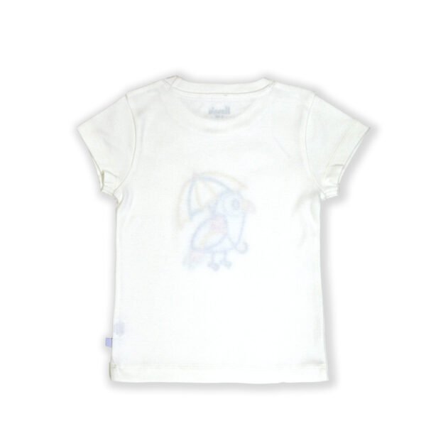 Trendy Unisex Kids Wear 100% Organic Cotton Half Sleeve T-shirt with Colorful Parrot Embroidered - White - Image 3