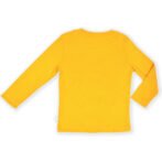 Modern Unisex Kids Wear 100% Organic Cotton Full Sleeve T-shirt with Frog & Mushroom Embroidered - Yellow - Image 3