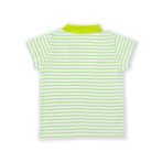 Fashionable Kids Wear for Boys 100% Organic Cotton Half Sleeve Stripes Polo T-shirt with Parrot Embroidered - Green - Image 3