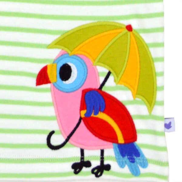 Fashionable Kids Wear for Boys 100% Organic Cotton Half Sleeve Stripes Polo T-shirt with Parrot Embroidered -  Green - Image 4