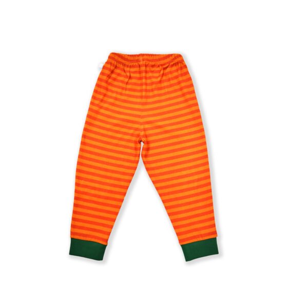 Trendy Baby Wear for Boys 100% Organic Cotton Stripe Joggers Pant with Frog Embroidered - Orange - Image 3
