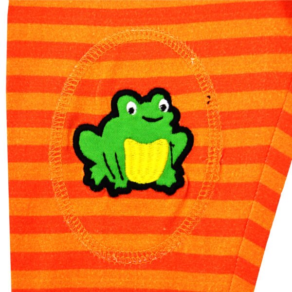 Trendy Baby Wear for Boys 100% Organic Cotton Stripe Joggers Pant with Frog Embroidered - Orange - Image 4