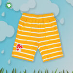 Stylish Kids Wear for Boys 100% Organic Cotton Stripes Shorts with Mushroom Embroidered - Yellow