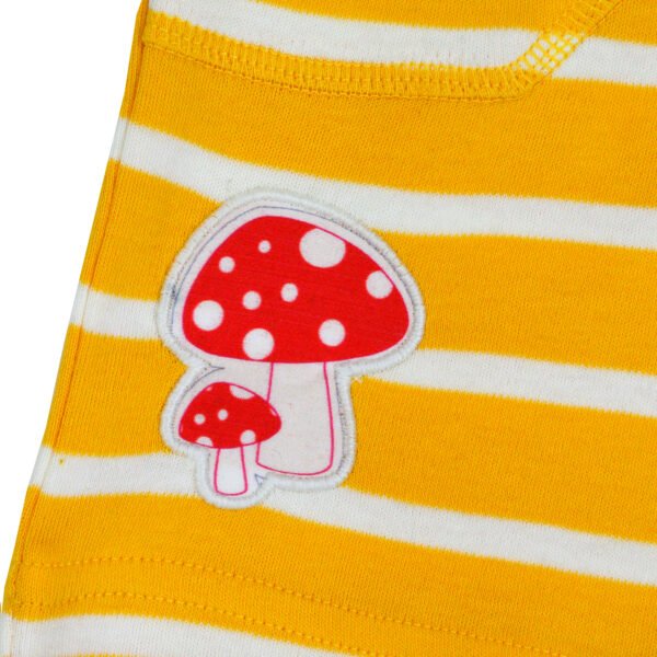 Stylish Kids Wear for Boys 100% Organic Cotton Stripes Shorts with Mushroom Embroidered - Yellow - Image 4