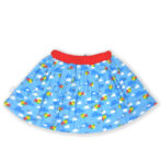 Trendy Baby Wear for Girls 100% Organic Cotton Skirt with All Over Cloud and Birds Printed - Sky Blue - Image 3