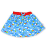Trendy Baby Wear for Girls 100% Organic Cotton Skirt with All Over Cloud and Birds Printed - Sky Blue - Image 2