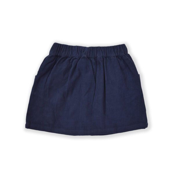 Stylish Kids Wear for Girls 100% Organic Cotton Corduroy Skirt with Cute Parrot Embroidered - Navy - Image 3